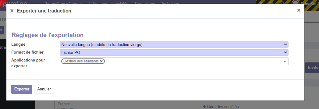 Export translation Export translation