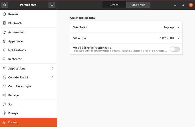 VM display settings VM display settings
